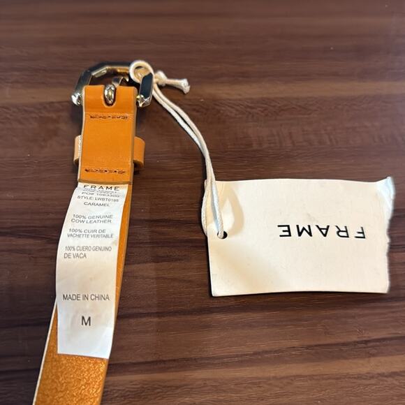 Frame Thin Leather Belt Le Polygon Caramel Brown‎ Medium main image 7